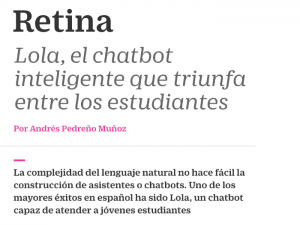 Lola el caso de éxito de 1millionbot en la UMU, firma invitada en EL PAÍS Retina