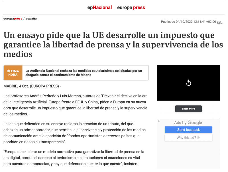 Un impuesto europeo que garantice la libertad de prensa y la supervivencia de los medios