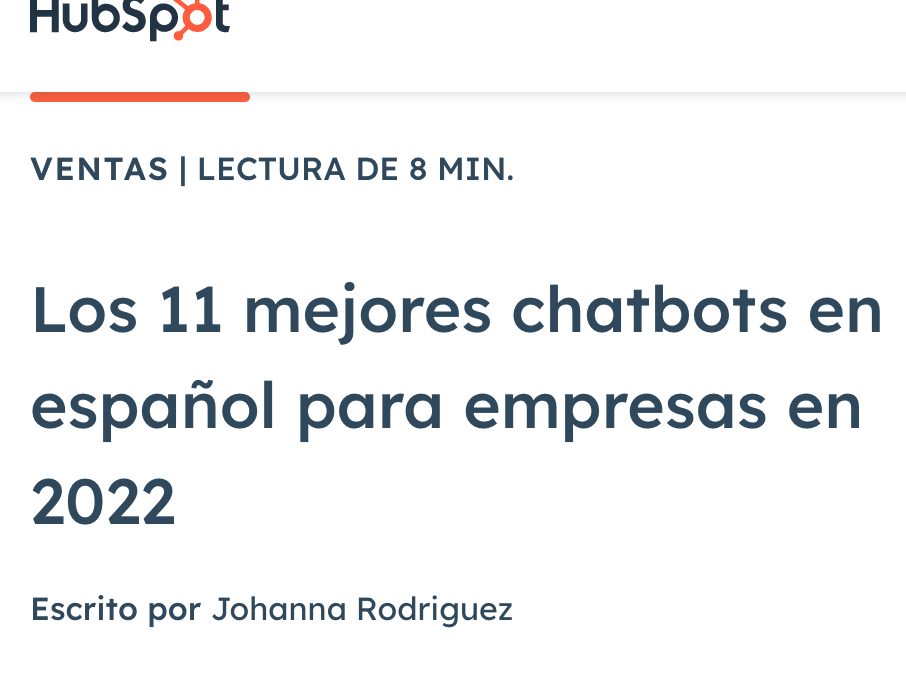 1MillionBot entre los mejores chatbots  en español 2022 según HubSpot