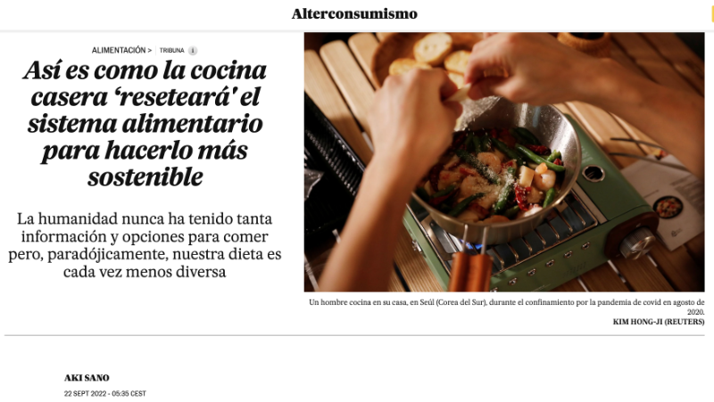 Así es como la cocina casera ‘reseteará’ el sistema alimentario para hacerlo más sostenible – Aki Sano -El País