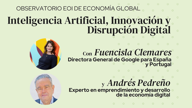 F. Clemares (Google) y A. Pedreño (1MillionBot), con R. Domenech (BBVA research): IA & Disrupción Digital