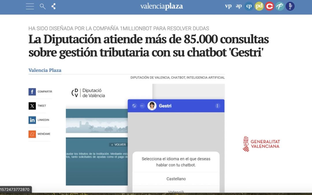 Diputación de Valencia: más de 85.000 consultas tributarias resueltas con Inteligencia Artificial