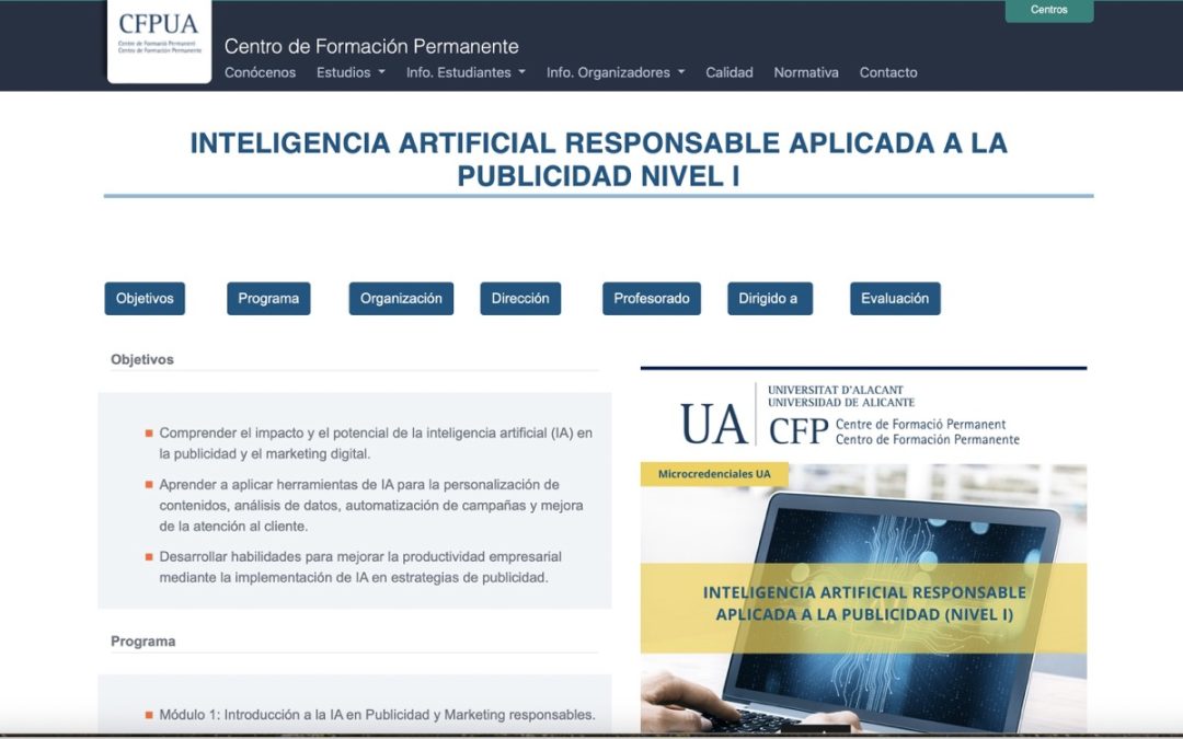 Microcredencial “IA aplicada a la Publicidad” en la Universidad de Alicante