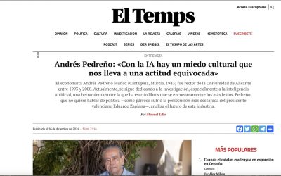 Entrevista a Andrés Pedreño en El Temps: la revolución tecnológica que Europa no puede perder