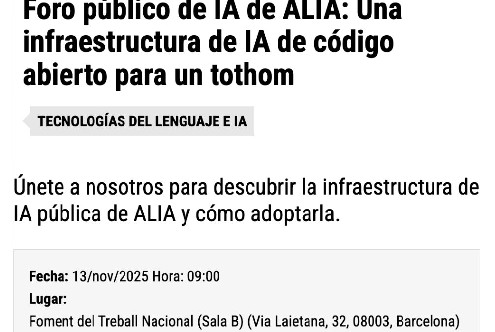 ALIA Public AI Forum: una infraestructura de IA pública y abierta para todos