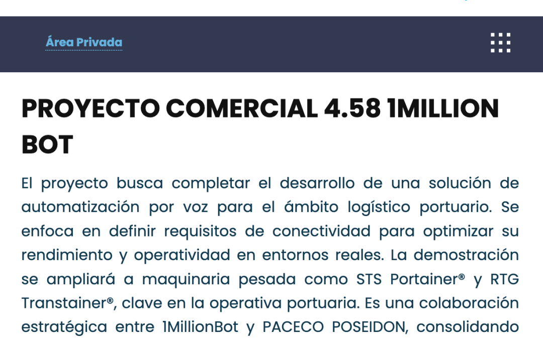 Puertos del Estado selecciona el proyecto de 1MillionBot de automatización por voz para el ámbito logístico portuario