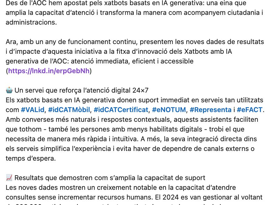 La AOC consolida su servicio de apoyo a los usuarios gracias a sus agente de IA generativa, desarrollados con 1MillionBot