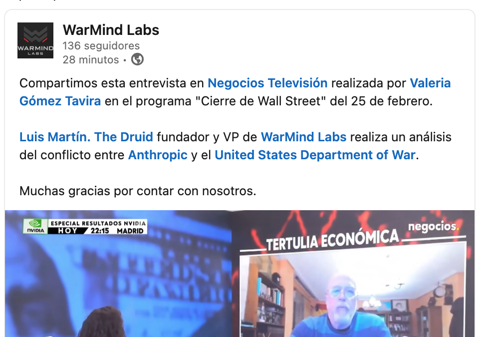 Luis Martín (Warmind LABS) analiza el ultimátum del Pentágono a Anthropic: ‘será una batalla legal inédita'»