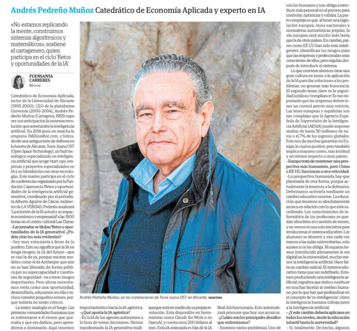 Andrés Pedreño Muñoz: «Estamos creando IA sin saber realmente cómo funciona la inteligencia humana – La Verdad