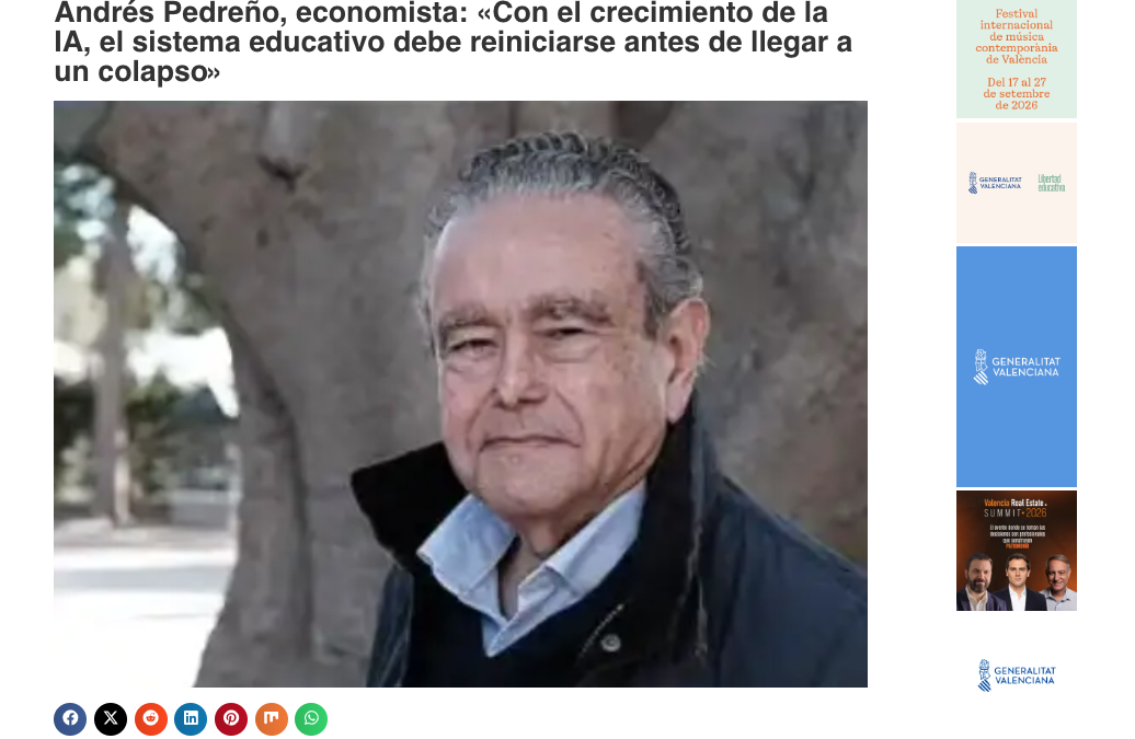 «Con el crecimiento de la IA, el sistema educativo debe reiniciarse antes de llegar a un colapso» Andrés Pedreño en Interdiario