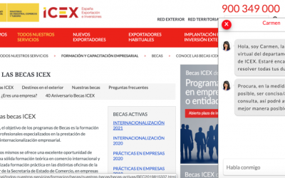 Carmen, el chatbot del ICEX (Ministerio de Industria, Comercio y Turismo)